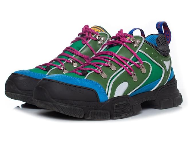 gucci, scarpe da ginnastica da trekking in verde Multicolore Pelle  ref.1003489