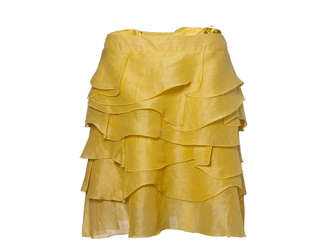 Reiss, Multi layered skirt in yellow Linen  ref.1003493