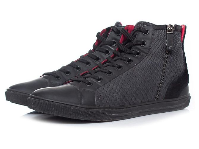 Louis Vuitton, baskets montantes en python Gris