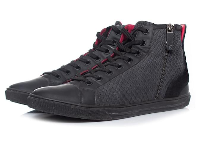 Louis Vuitton, High-Top-Python-Sneaker Grau Leder  ref.1003529