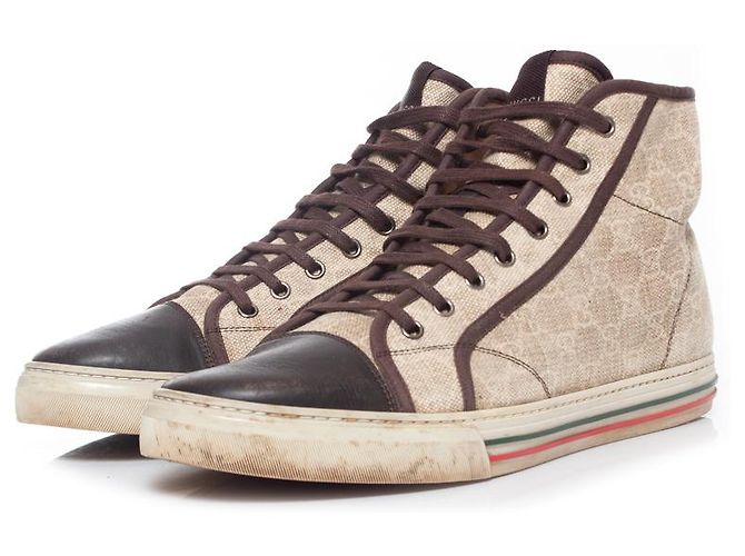 gucci, Baskets en toile beiges Noir