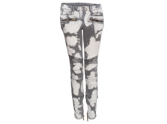 Balmain Balmaın, Vaqueros biker grises con manchas de lejía.