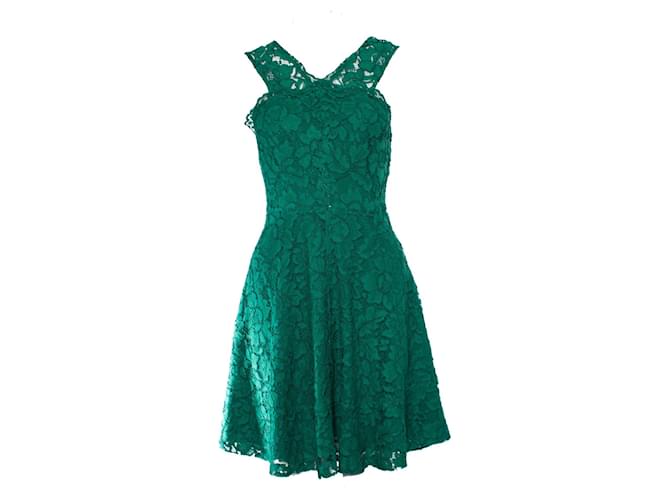 Sandro, Green Riviera sleeveless lace dress. Polyester  ref.1003576