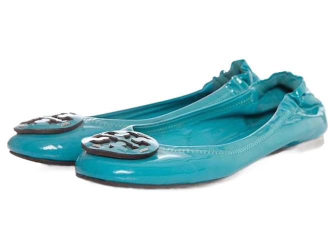 Tory Burch, Turquoise patent leather ballerina Blue  ref.1003590