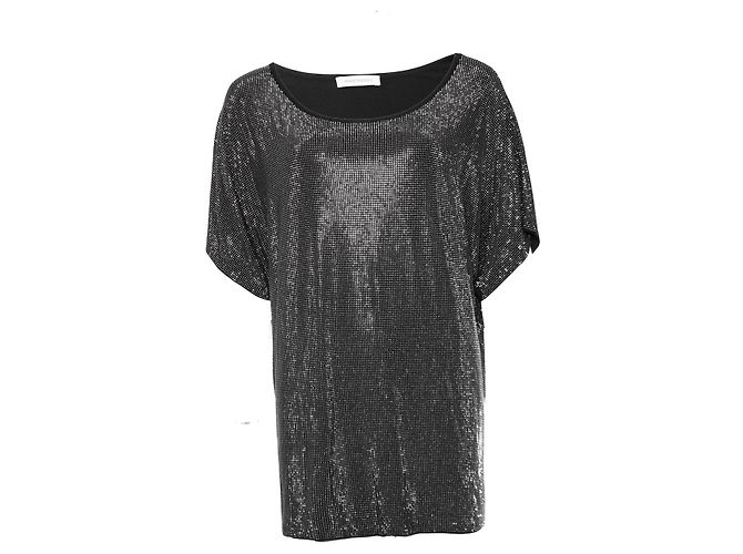 PIERRE BALMAIN, T-shirt oversize con strass. Argento