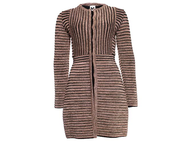 MISSONI, striped lurex coat Pink Golden Wool Viscose  ref.1003601