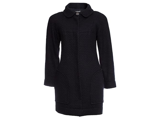 Chanel, cappotto di lana nero e blu.  ref.1003604