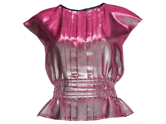 Chanel, Rosafarbenes Lurex-Plissee-Top Pink  ref.1003607