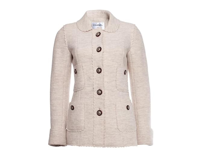 Chanel, jaqueta de lã cor creme  ref.1003608