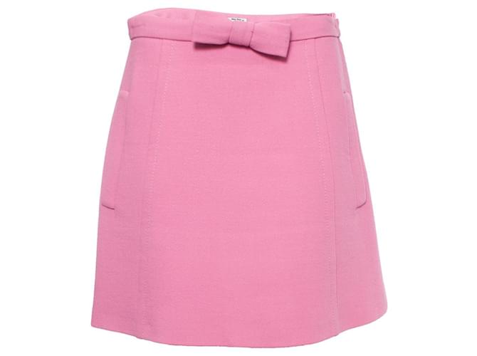 miu miu, Pink wool skirt with bow.  ref.1003609