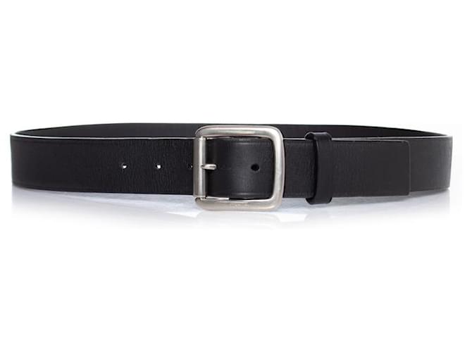 Prada, Black leather belt with silver buckle.  ref.1003619