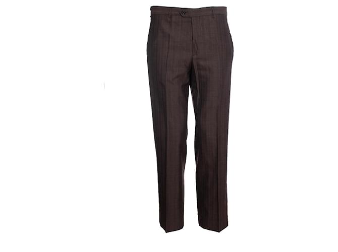 Prada, Dark brown striped wool trousers.  ref.1003637
