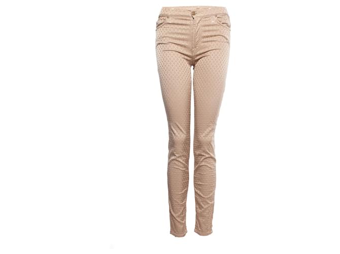 7 For All Mankind, Beige trousers with ornamental print. Cotton  ref.1003641