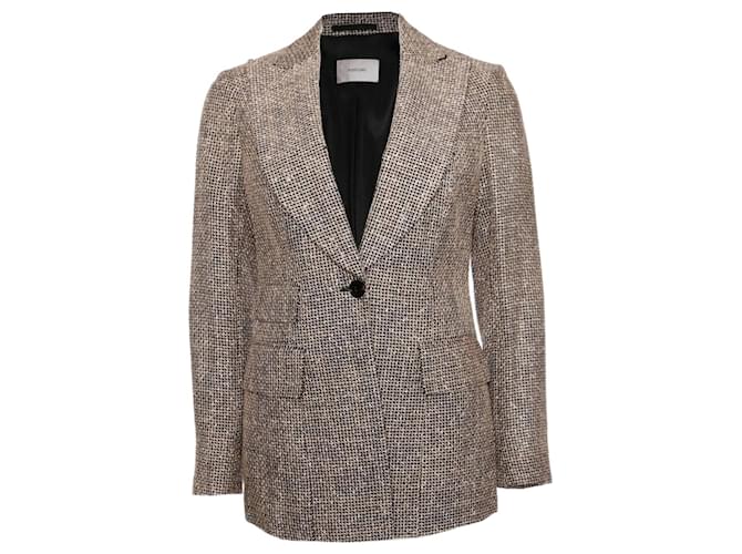 Autre Marque Suistudio, Gold/white/black woven blazer in size 38/M. Golden Wool Linen  ref.1003672