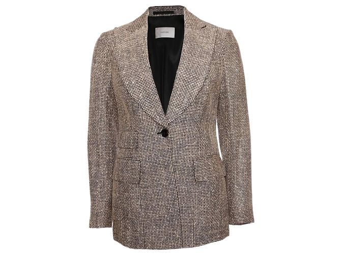 Autre Marque Suistudio, Gold/Nicht-gerade weiss/Schwarzer gewebter Blazer in Größe 38/M. Golden