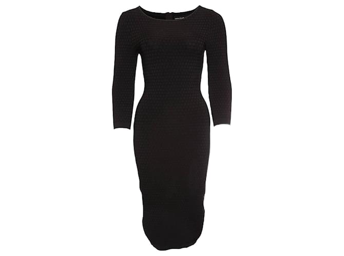 Karen Millen, vestido elástico negro con estampado de lunares en talla 2/XS. Viscosa  ref.1003674