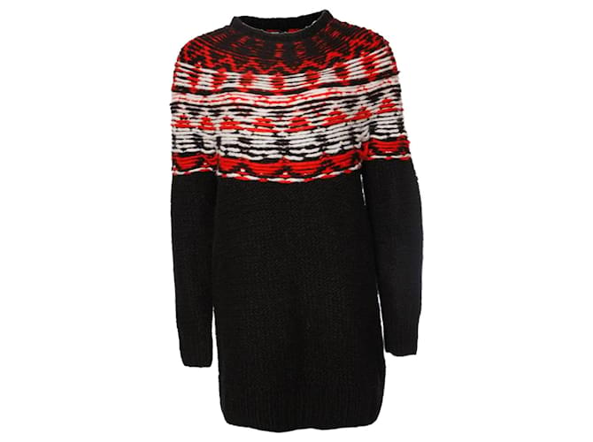Autre Marque Denham, suéter de lã preto com vermelho/branco no pescoço no tamanho S.  ref.1003687