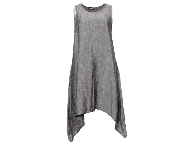 Autre Marque Jen Kahn, graues Leinenkleid mit 2 Eingrifftaschen in Größe S/M.