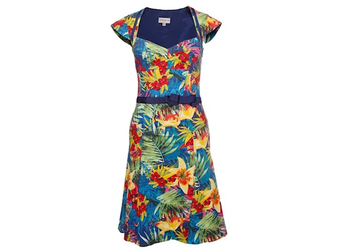 Karen Millen, Abito con stampa tropicale. Multicolore Cotone  ref.1003693