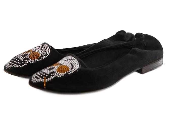 Autre Marque Cento, black suede loafers with skull.  ref.1003714