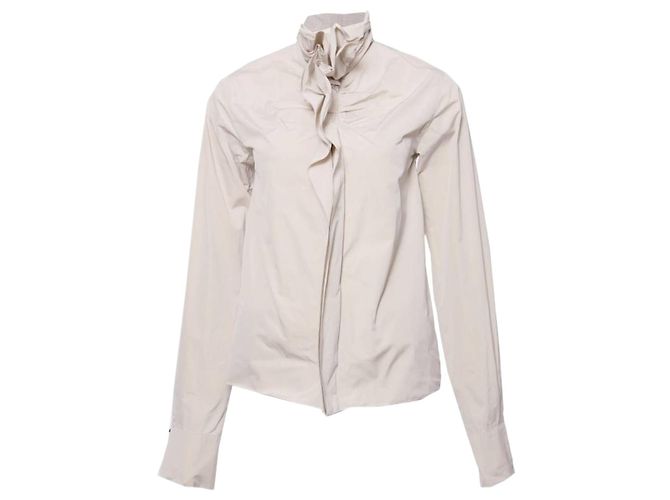 LANVIN, Beige Bluse mit Rüschen in Größe 36/XS (Fluss 2007).