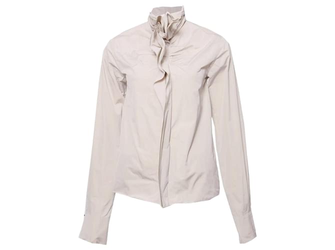LANVIN, beige blouse with ruffles in size 36/XS (river 2007). Polyester  ref.1003716