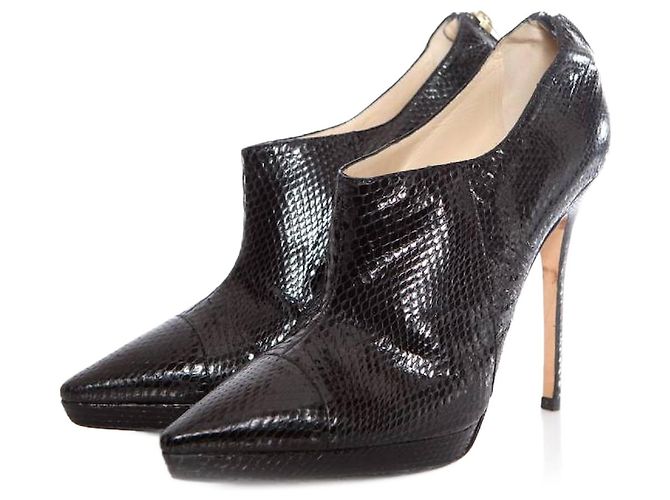 Jimmy Choo, pointed high-shine water snake platform shoots. Black