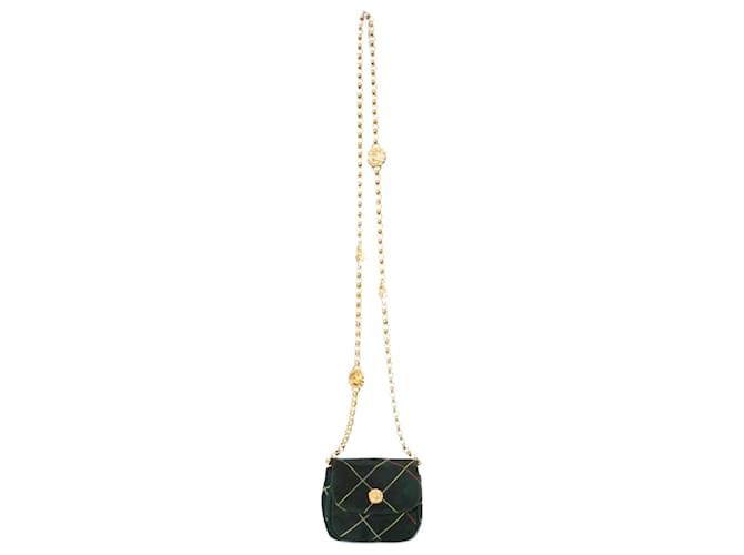 Escada Margeretha Ley, Vintage green suede bag with golden chain.  ref.1003728