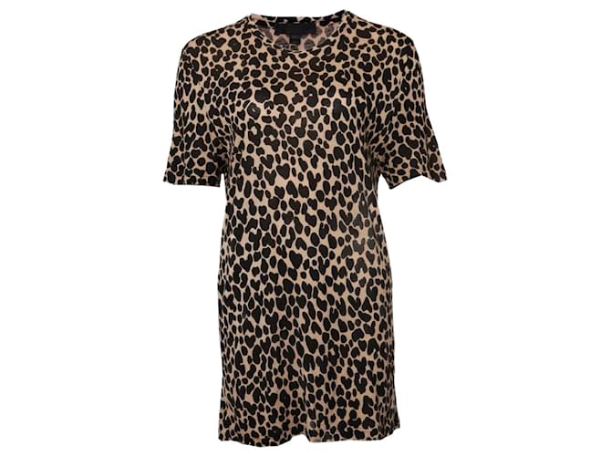 BURBERRY, leopard printed T-shirt. Brown Viscose  ref.1003729