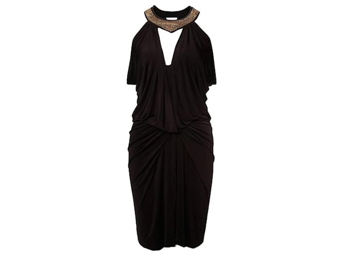 Faith Connexion Glaubensverbindung, Schwarzes drapiertes Kleid mit individueller Halspasse in Größe S. Polyester  ref.1003737