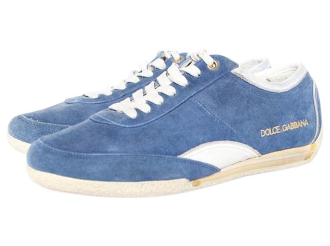 DOLCE & GABBANA, tênis de camurça azul. Suécia  ref.1003741