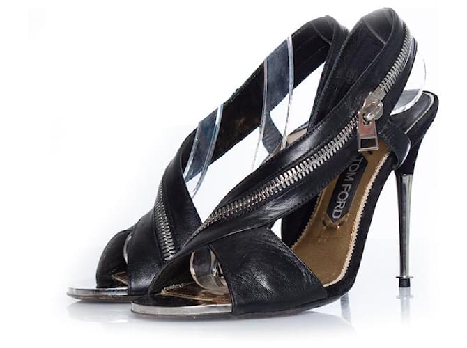 Tom Ford, Leather zipper sandals Black  ref.1003751