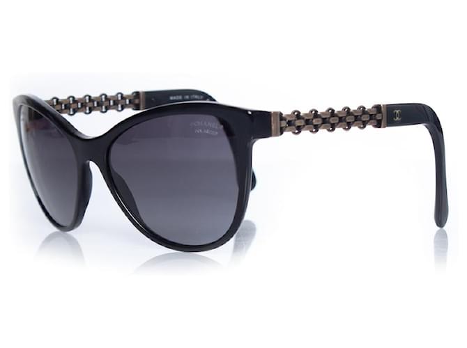 Chanel, Gafas de sol con cadena negra Negro  ref.1003752