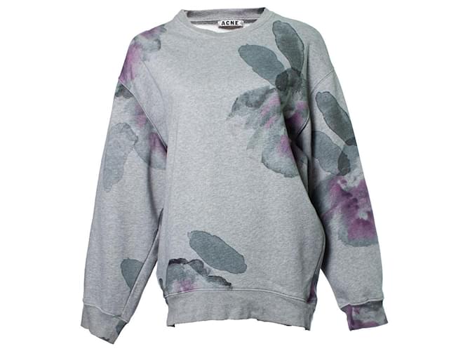 Acne, grey sweater with rose print Cotton  ref.1003760