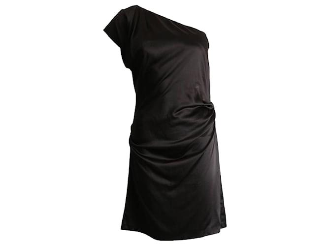 Autre Marque Diane von Furstenberg, vestido de un hombro en talla negra 8/S. Negro Seda  ref.1003794