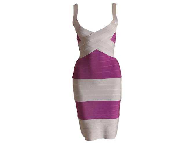 HERVE LEGER, GREY/purple bodycon dress in size S.  ref.1003801