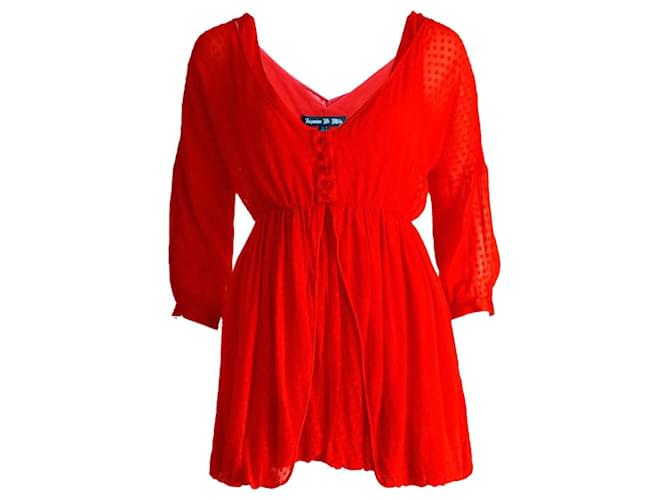 Autre Marque Jasmin Di Milo, robe rouge à pois et épaules dénudées. Soie  ref.1003802