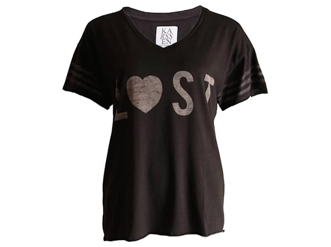 ZOE KARSSEN, Black T-shirt with text. Cotton  ref.1003808