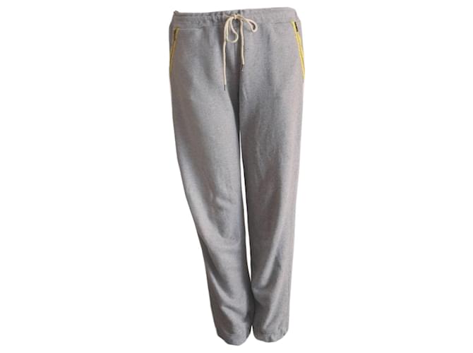 VICTORIA BECKHAM, Pantalón jogging gris con detalles amarillos en talla 3/l. Algodón  ref.1003813