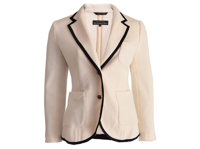 RAG & BONE (for intermix), cream colored blazer with black piping in size M. White Wool  ref.1003814