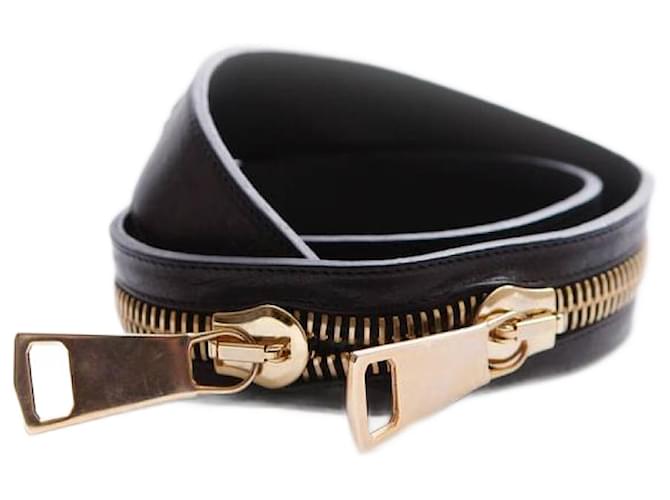Autre Marque Ronald Pineau, cinturón de cuero negro con cremallera dorada en talla M.  ref.1003833
