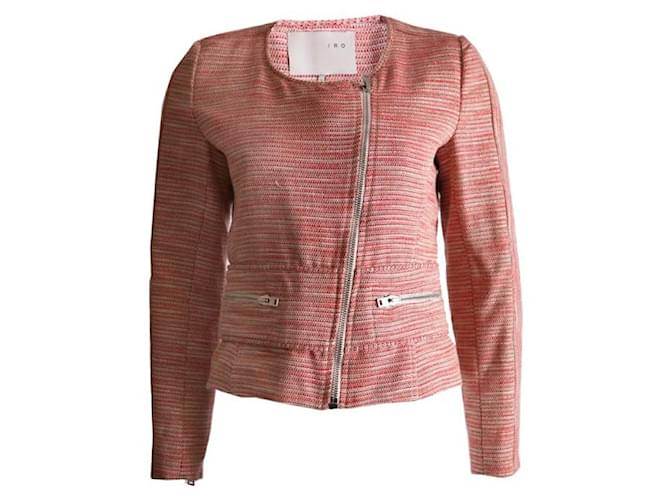 IRO, patterned blazer in red tones with lurex Pink Cotton  ref.1003835