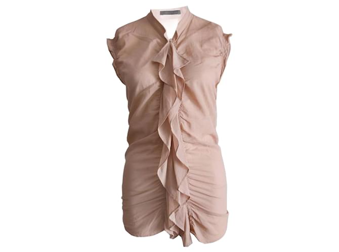 Pinko, nude coloured top with ruffles in size I40/XS. Cotton  ref.1003837