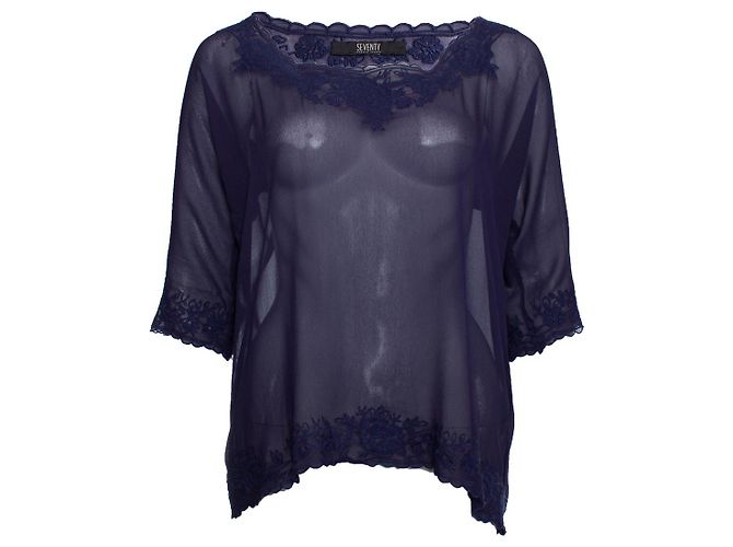 Autre Marque Setenta Sérgio Tygon, top com bordado Azul