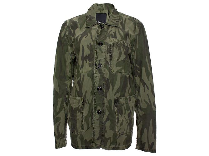 Autre Marque Denham, Denim jacket with army print Green