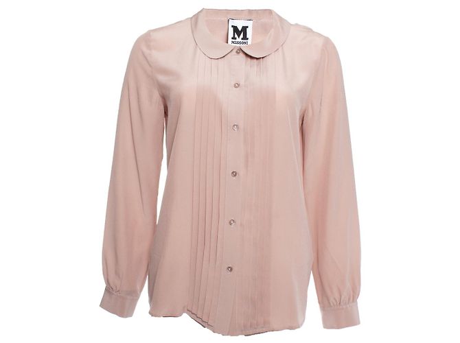 MISSONI, camisa rosa plisada
