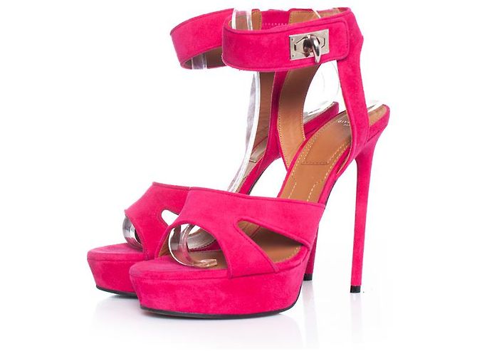 GIVENCHY, pink suede shark platform sandals