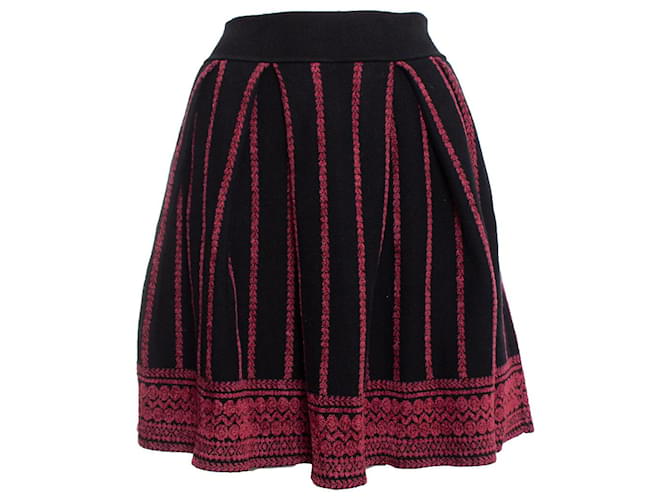 Maje, Black wool skirt with embroidery Cotton  ref.1003909
