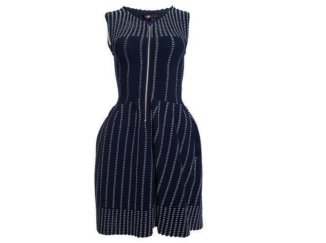 Maje, Vestido stretch azul plissado