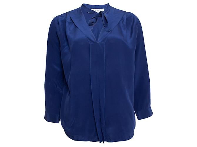 Sandro, chemise en soie bleue avec nœud  ref.1003917